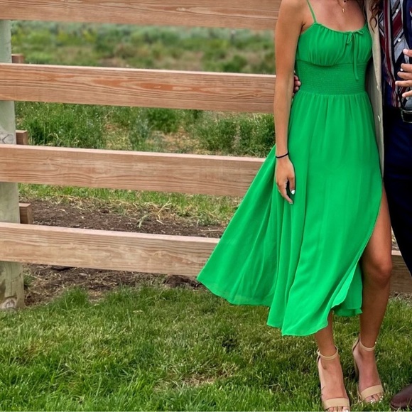 Aritzia Wilfred Genoa Midi Dress in Gloss Green - Picture 9 of 9